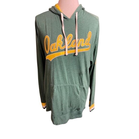 Oakland A’s Mitchell & Ness Cooperstown Collection Lightweight Hoodie Size Mediu - Picture 2 of 15
